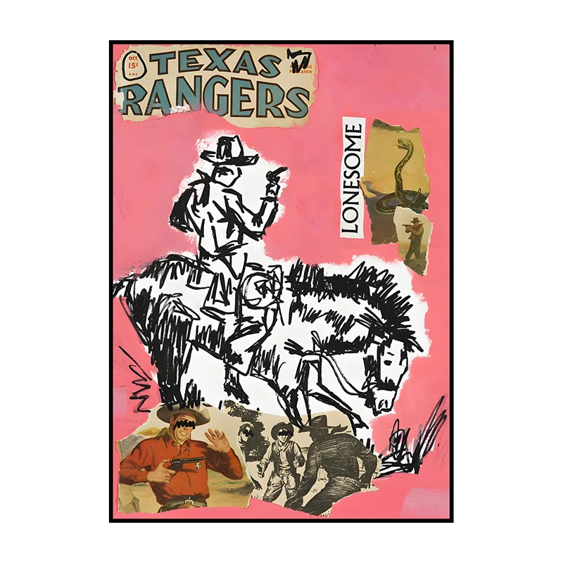Western Cowboy Canvas Wall Art | Vintage Retro Poster Print