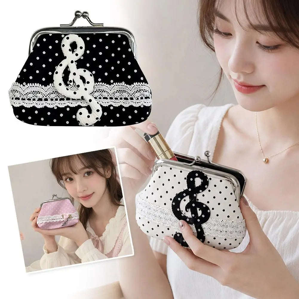 Polka Point Small Wallet Fashion Feast Party Handbag Portable Clutch Bag Mini Coin Purse Cosmetics Earphones Storage Bag Peaceful Pleasures Health and Wellness