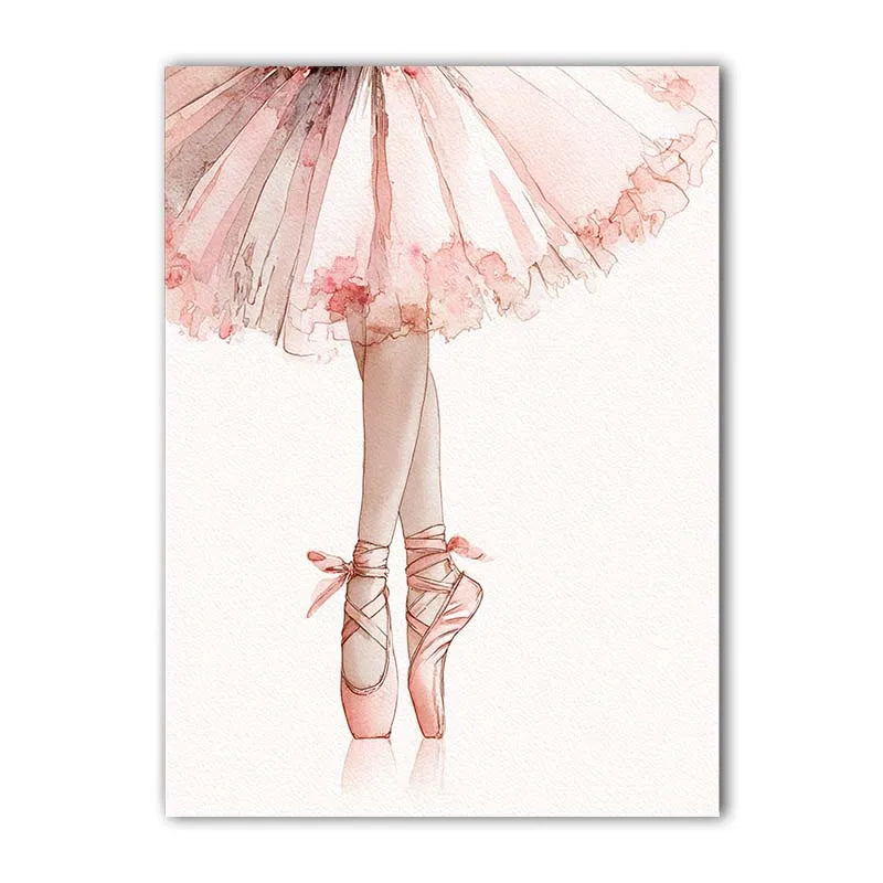 Nordic Style Ballet Dancer Wall Art Pink Watercolor Ballerina Canvas Painting Poster for Girls Bedroom Decor Peaceful Pleasures Health and Wellness 01 40x50cm Unframed