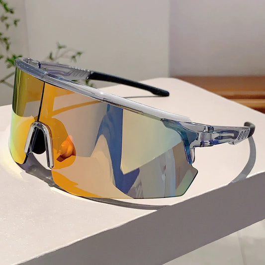 Oversized Semi-Rimless Sports Sunglasses Women Cycling Shades Sports Sunglasses Peaceful Pleasures Health and Wellness cg-golden coating