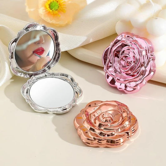 Mini Rose Compact Mirror – Double Sided Pocket Makeup Mirror Compact Pocket Mirror Peaceful Pleasures Health and Wellness