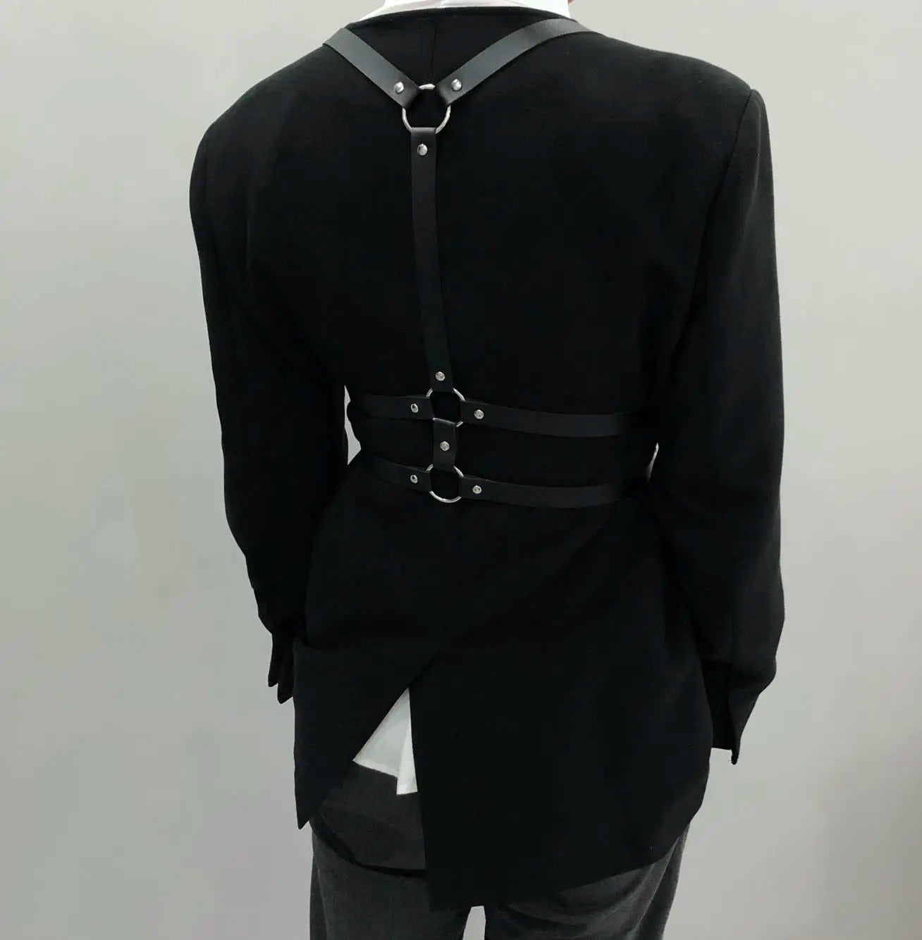 UYEE Rock Men Women PU Leather Belt Y2K Harness Strap Sexy Shoulder