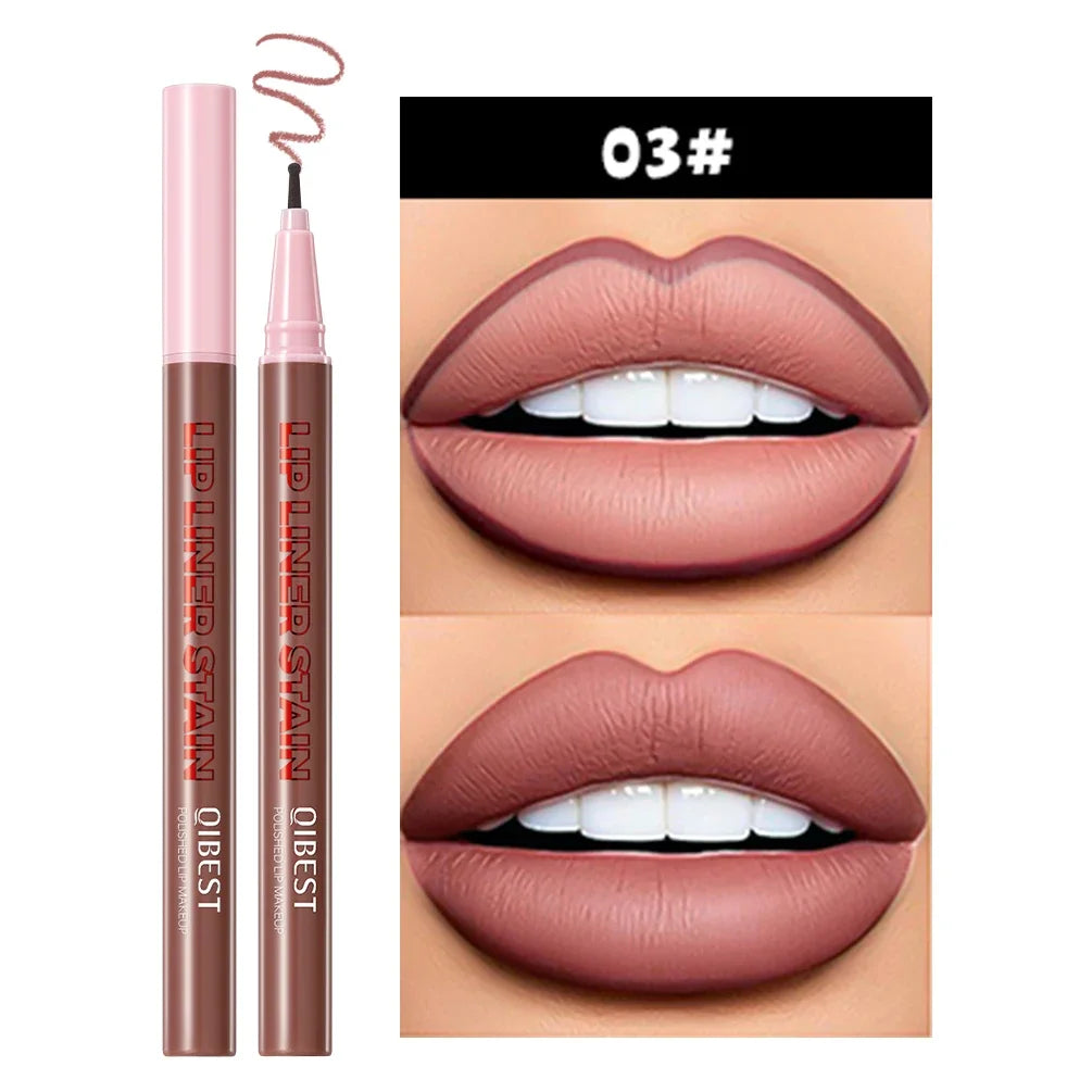QIBEST Matte Lip Liner Waterproof Sweatproof Multi-color Correcting Liquid Lipstick Pen Brown Lipliner Cosmetics For Women Peaceful Pleasures Health and Wellness 03
