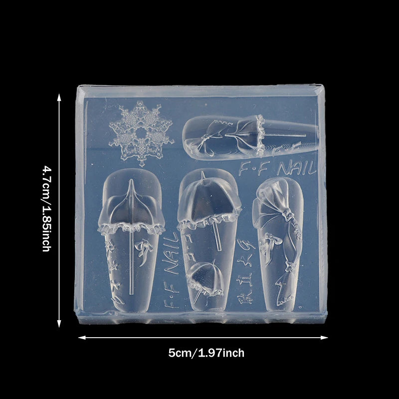 1Pcs Silicone Nail Mold Cartoon Dream Lace Umbrella 3d Nail Jewelry Artistic And Creative Nail Mold Peaceful Pleasures Health and Wellness one size