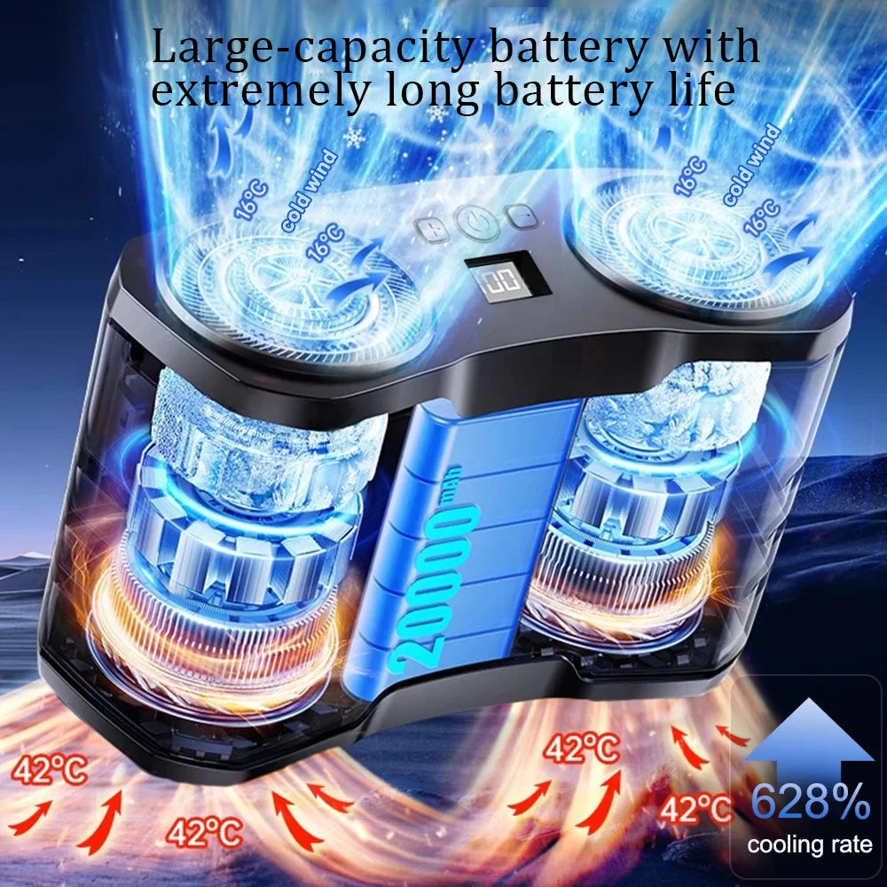 Portable Waist Clip Fan Wearable Mini USB Rechargeable Hanging Fan for Outdoor Working Double Air Outlet Waist Fan 20000Mah Peaceful Pleasures Health and Wellness