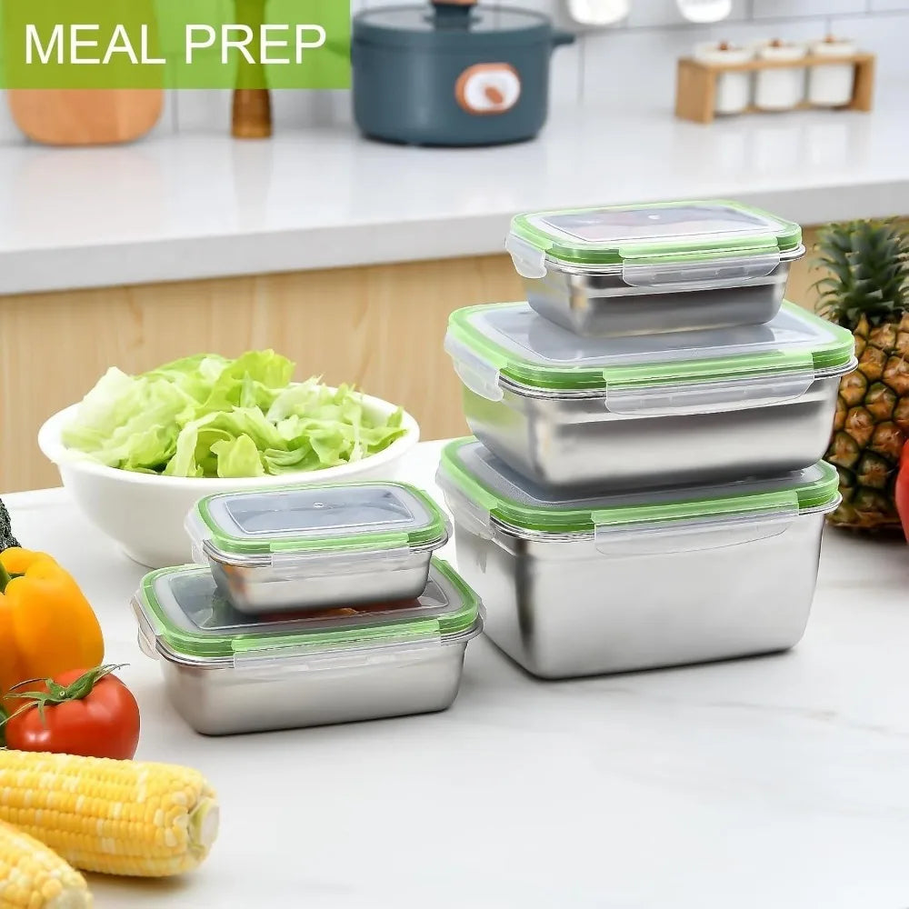 3-Piece Stainless Steel Food Containers Set 400/750/1200ml