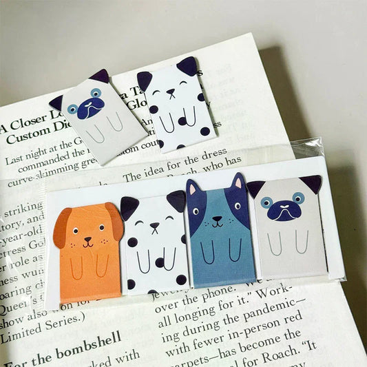 4-Pack Cute Animal Magnetic Bookmarks – Dog & Cat Cartoon Magnetic Bookmarks Oasis Select