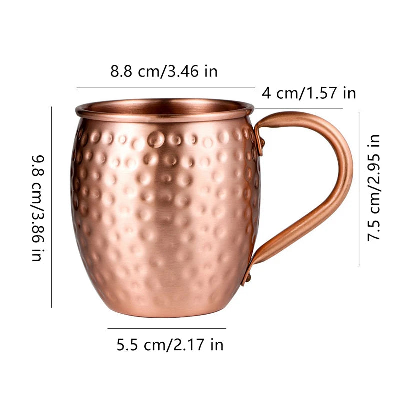 530ml 100% Copper Moscow Mule Mug Cocktail Wine Cup Hammered Coppery Beer Mugs Coffee Mug Milk Cup Bar Cup Drinkware Durable Peaceful Pleasures Health and Wellness