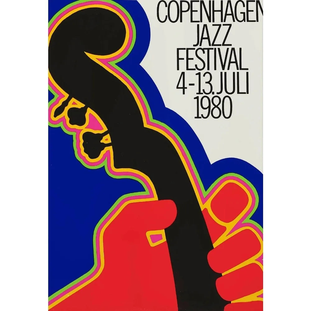 Vintage Jazz Music Festival Swiss Paris Advertising 1970's Art Poster Canvas Painting Wall Print Picture Living Room Home Decor Peaceful Pleasures Health and Wellness green 40x50cm Unframed