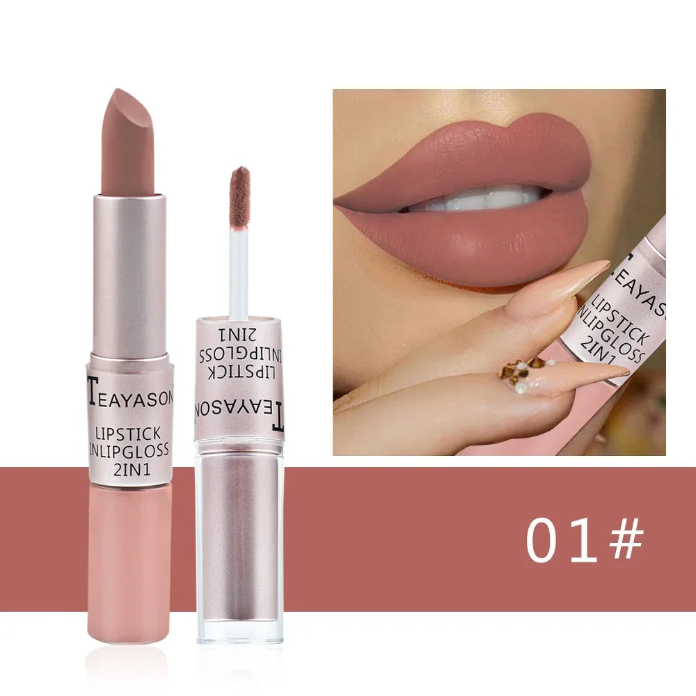 TEAYASON 2-in-1 Matte Liquid Lipstick & Gloss – Waterproof