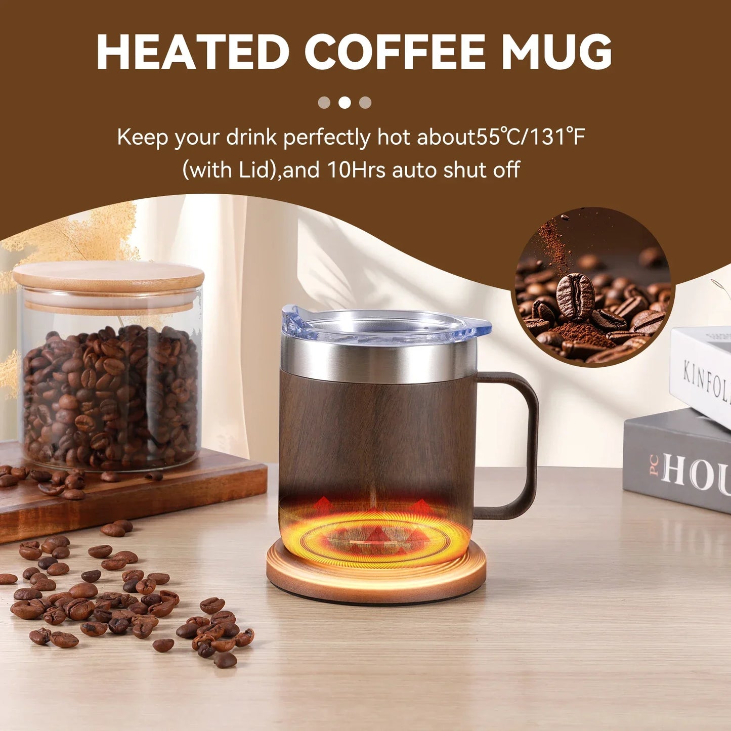 URGGU Self-Heating Coffee Mug USB Warmer 55°C | Smart Thermostat