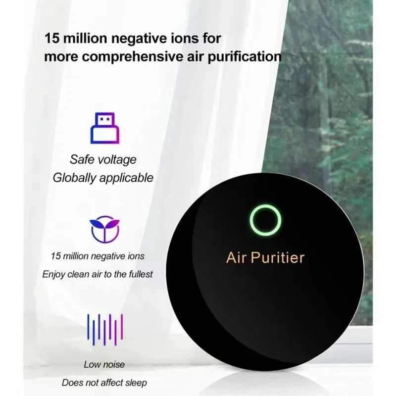 Car Air Purifier Negative Ion Generator Smoke Dust Odor Removal Filtration Element For Home Vehicle Usb Electronic Air Purifier Peaceful Pleasures Health and Wellness