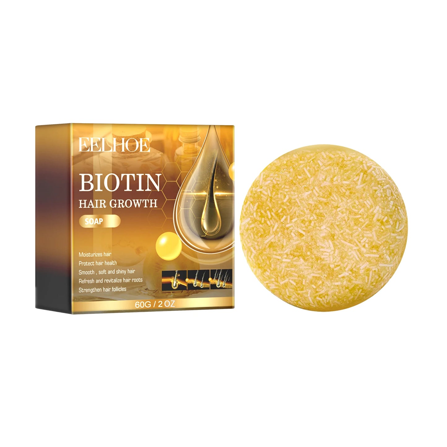 Biotin Hair Growth Products Fast Growing Oil Conditioner Frizz Damaged Repair Hair Thinning Soap Nourish Root Dense Hair Shampoo Peaceful Pleasures Health and Wellness Hair Soap 60g
