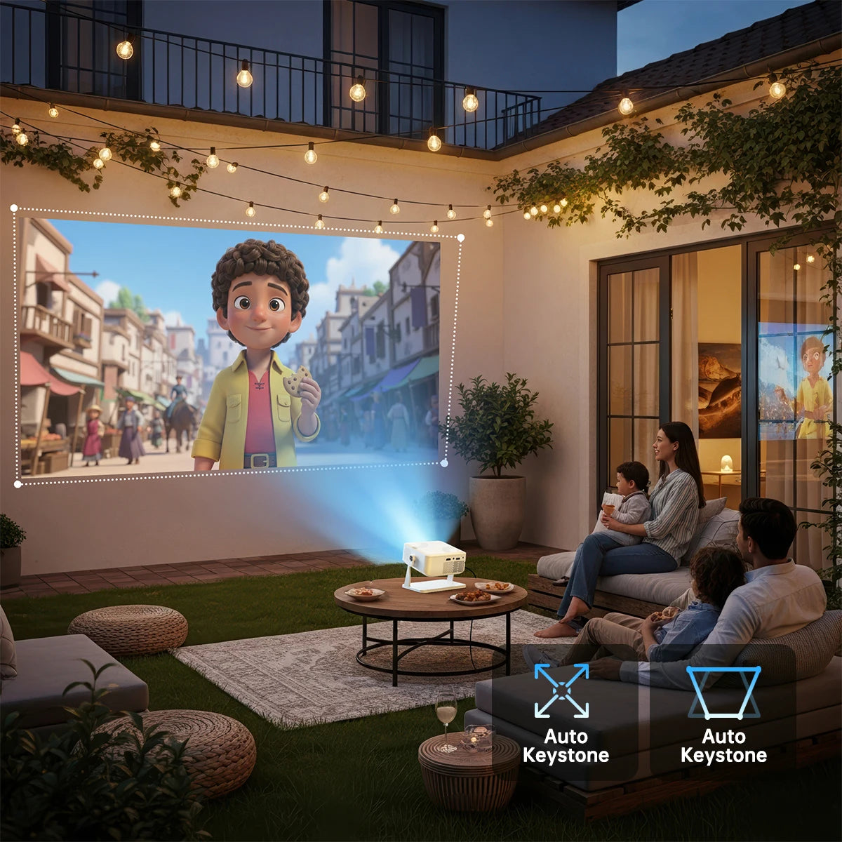 Mini Projector 1080P HD 280 ANSI, Portable Movie Projector 1GB 8GB Android 10 Cinema Projector with Wifi6 BT5.2,For Outdoor Home Peaceful Pleasures Health and Wellness
