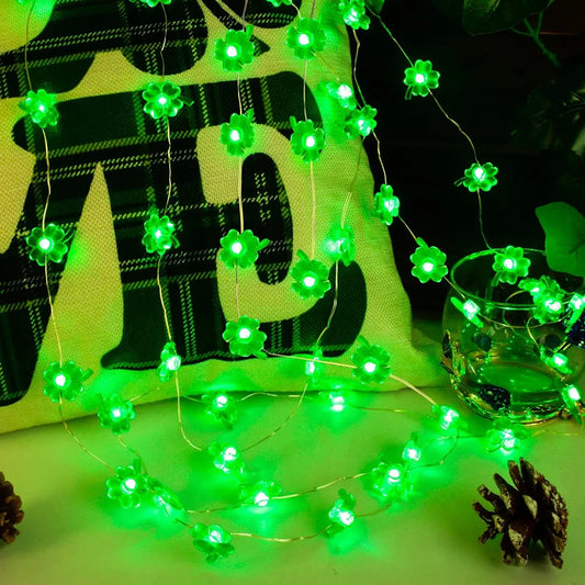2M Four-Leaf Clover LED String Lights | Battery-Powered Decor LED String Lights Peaceful Pleasures Health and Wellness