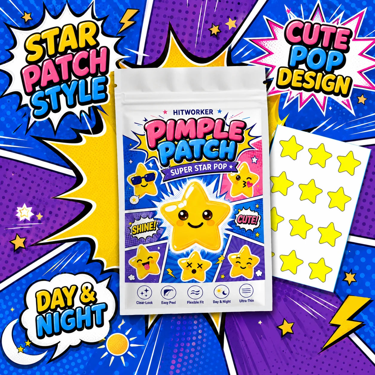 Yellow Star Hydrocolloid Spot Patches – 36/180pcs Cute Cover