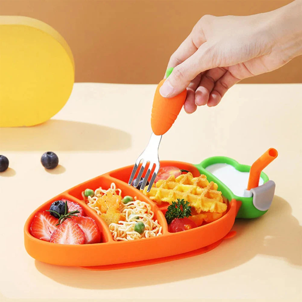 Vegetable Fruit Cartoon Baby Cutlery Kits Safety Comfort Baby Weaning Feeding Training Tableware Tool For Babies Children Peaceful Pleasures Health and Wellness