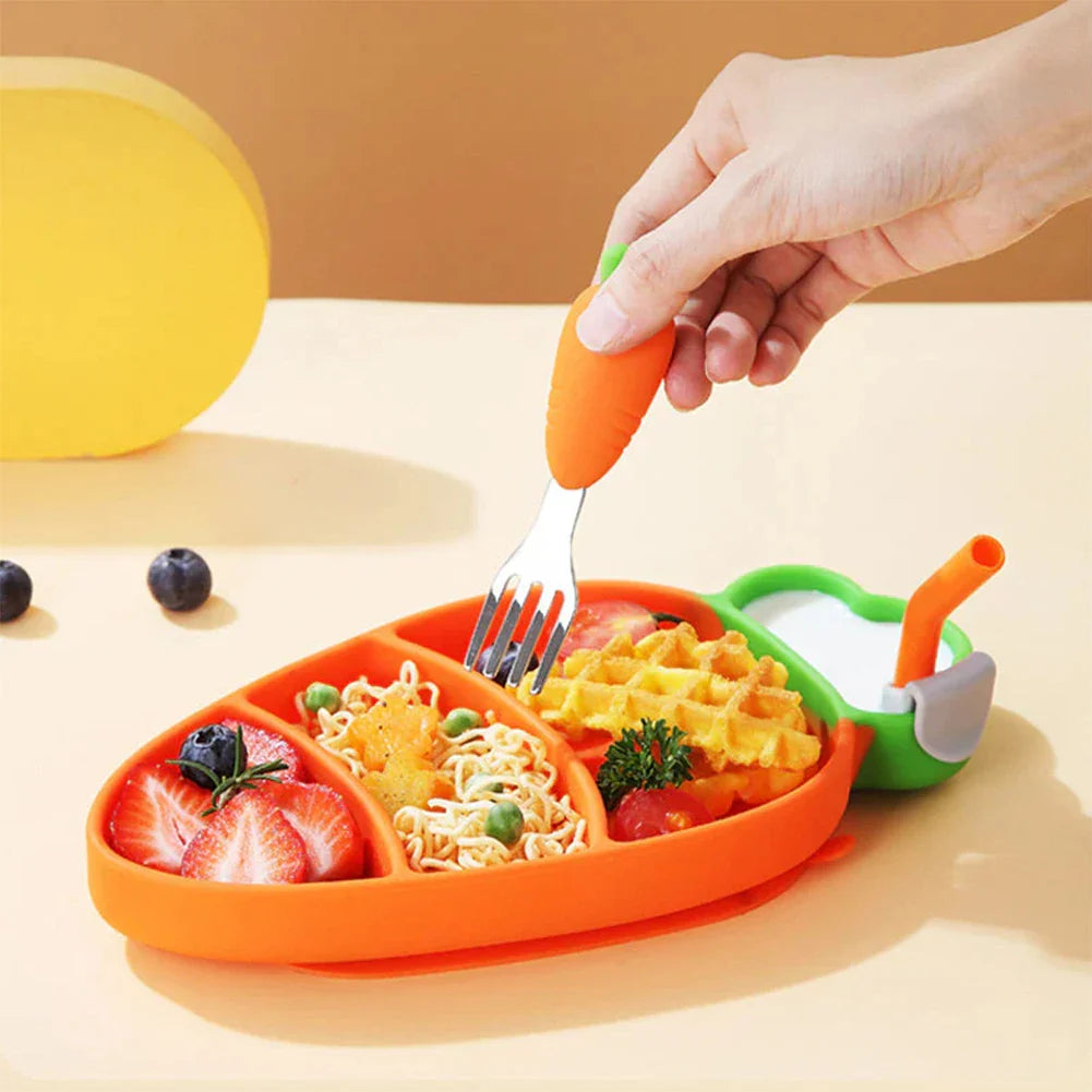 Cartoon Silicone Baby Feeding Set – 5-Piece BPA-Free Weaning Kit