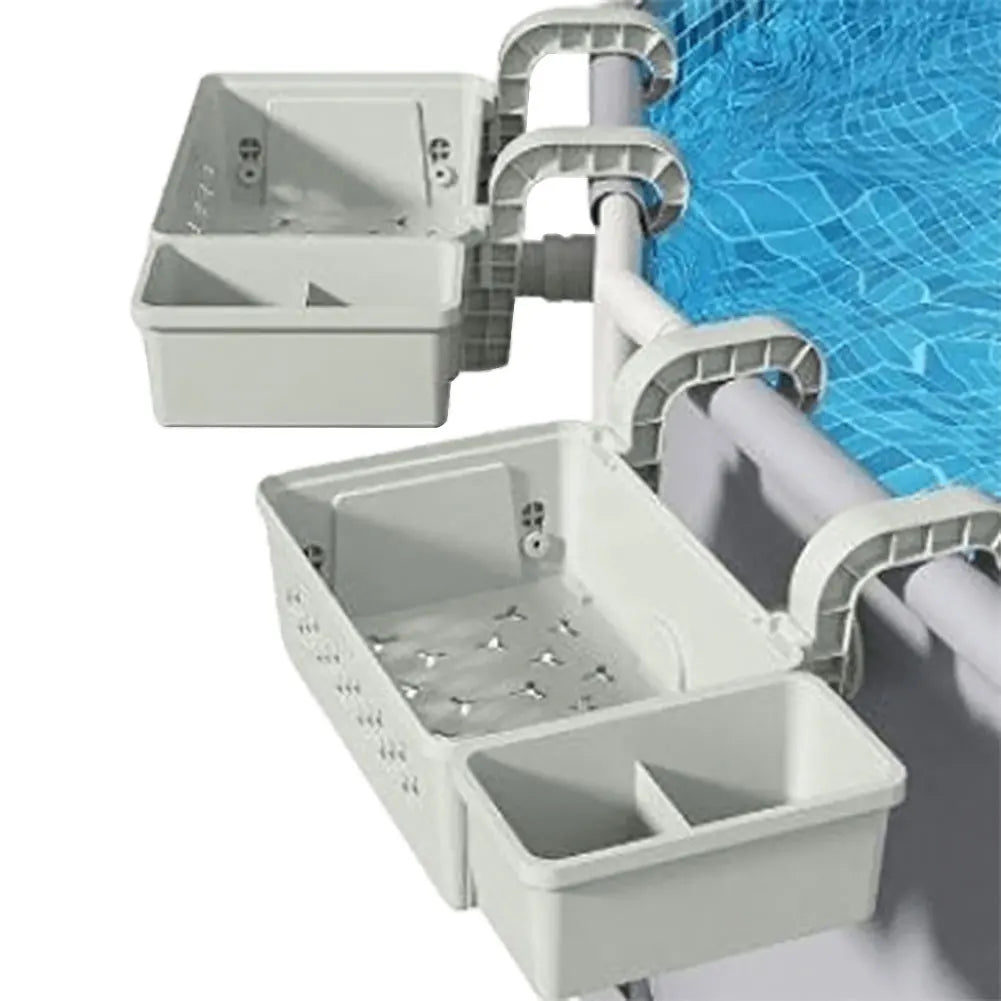 Above Ground Pool Storage Basket with Cup Holders Peaceful Pleasures Health and Wellness