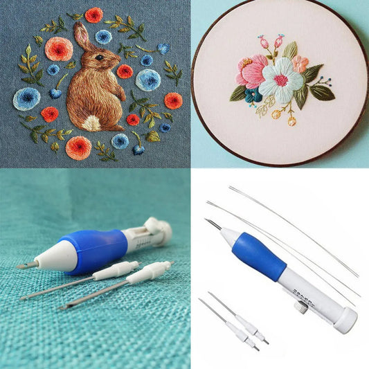 Magic Embroidery Pen Embroidery Needle Weaving Tool Fancy Silica Gel 1Embroidery Pen+4Needles For Embroidery Free Shipping Items Peaceful Pleasures Health and Wellness