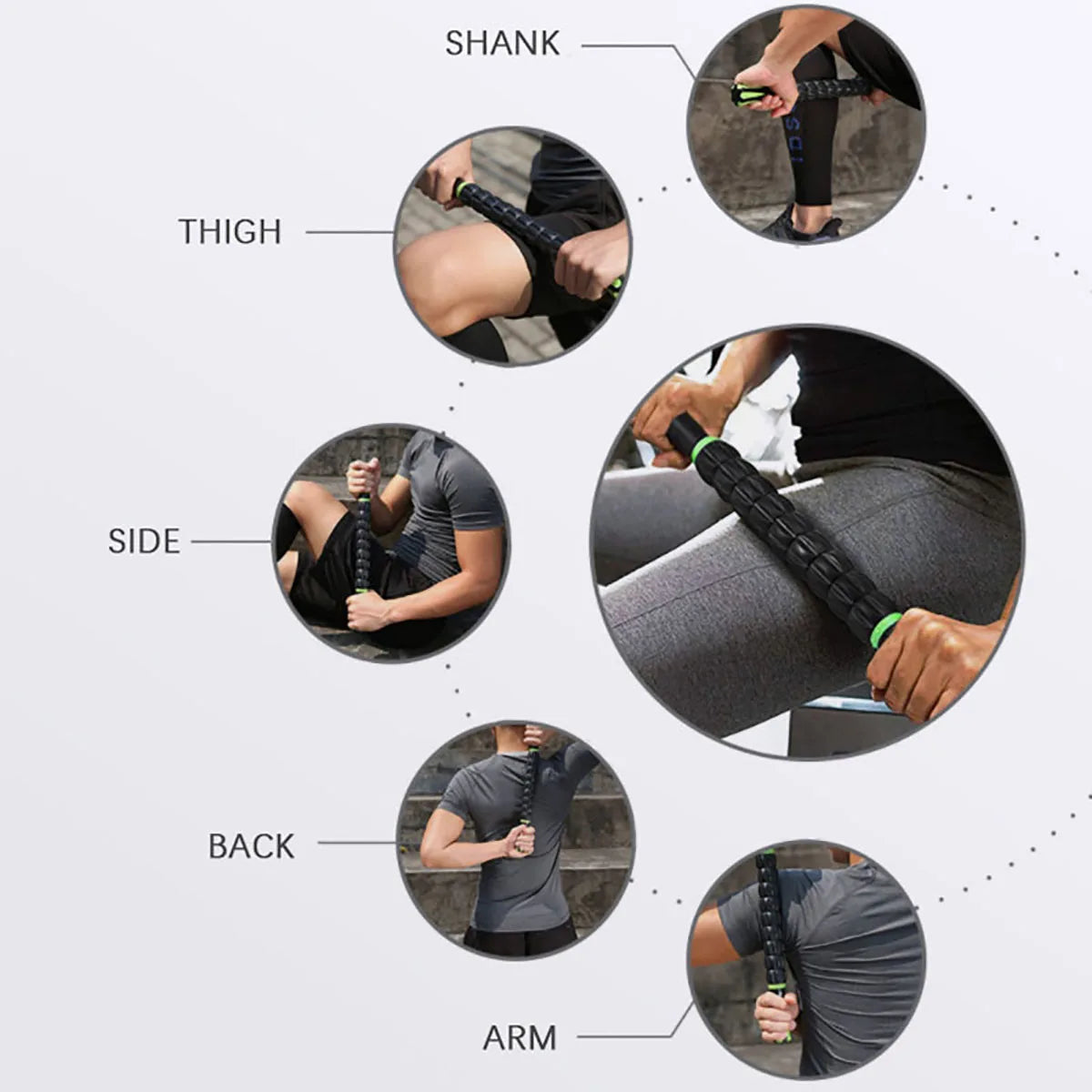 Gear Massage Stick Yoga Deep Muscle Relaxation Massage Shaft Personal Training Fascia Roller Plastic Roller Stick Shaft Fitness Peaceful Pleasures Health and Wellness