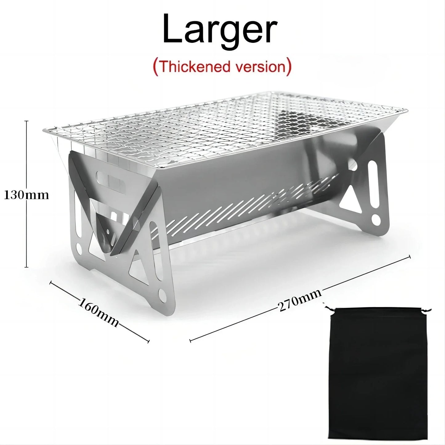 Portable Stainless Steel Camping BBQ Grill Rack & Firewood Stove