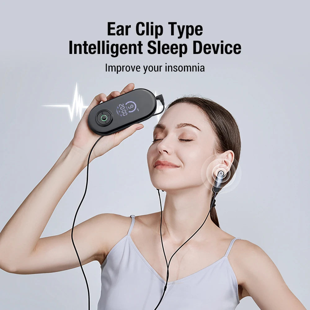 CES Ear Clip Sleep Aid 9 Levels 3 Modes Microcurrent Insomnia Reliever Natural Physical Smart Sleep Helper Anxiety Stress Relief Peaceful Pleasures Health and Wellness