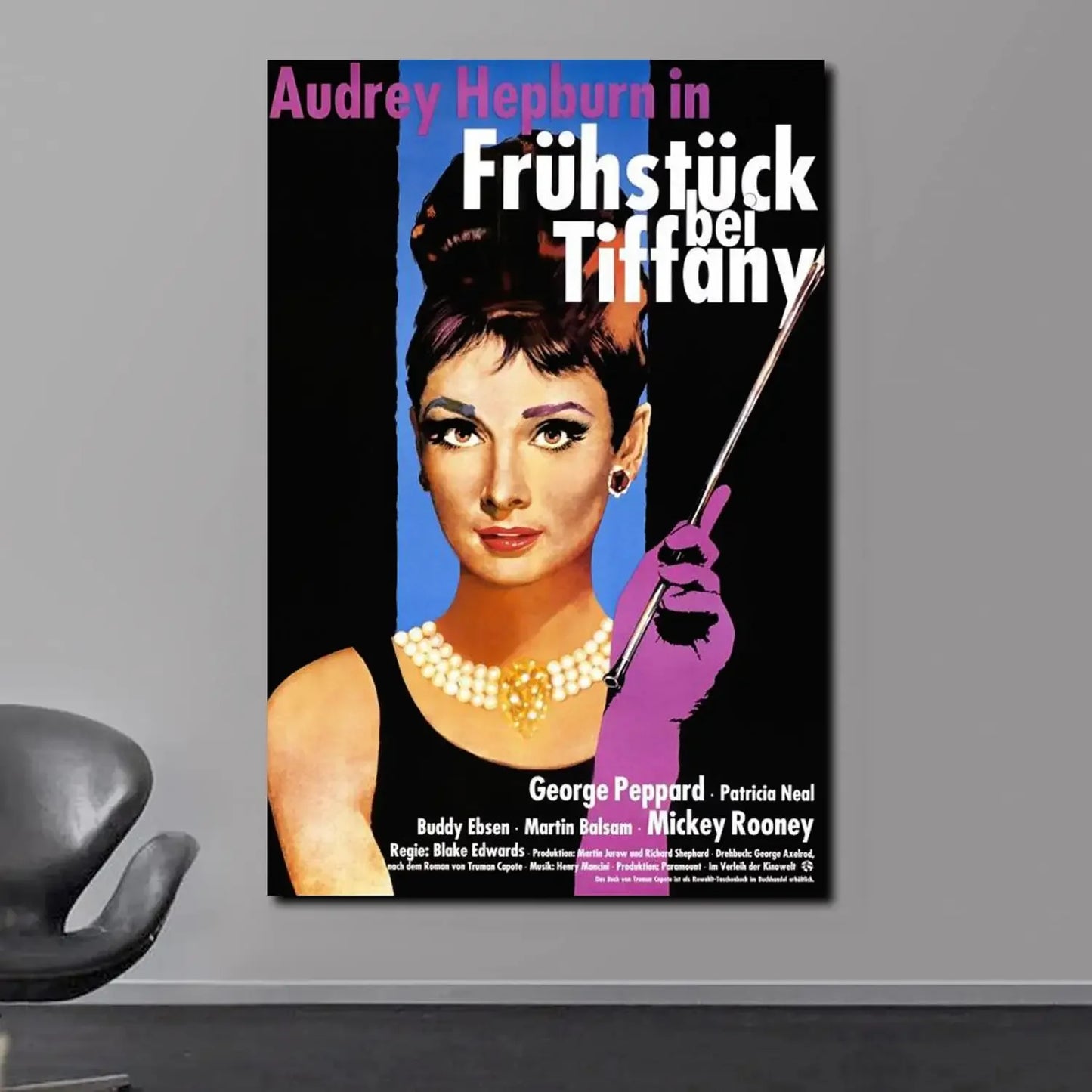 Scandinavian Classic Vintage Wall Art Audrey Hepburn Breakfast at Tiffanys HD Canvas Poster Print Home Bedroom Living Room Decor Peaceful Pleasures Health and Wellness Style-09 50x70cm Unframed