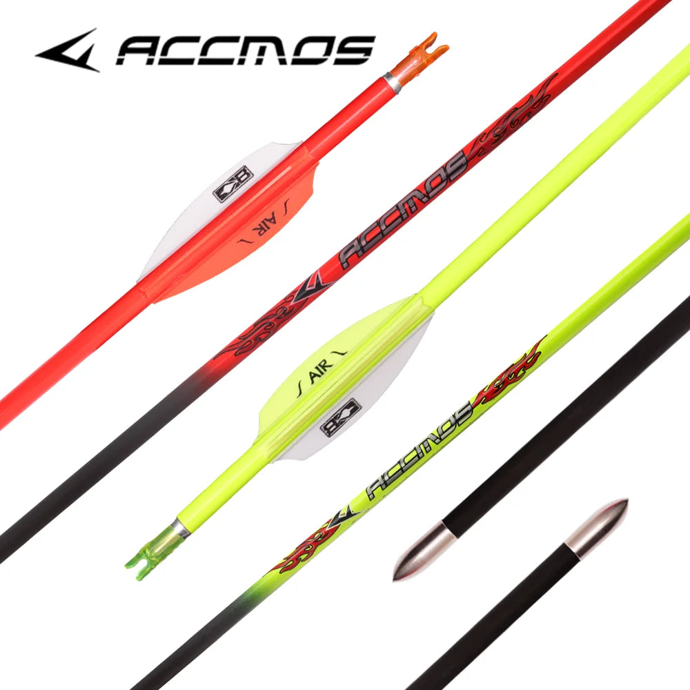 6 Pure Carbon Arrow ID4 Spine 400 1000 Shaft Air Feather Compound
