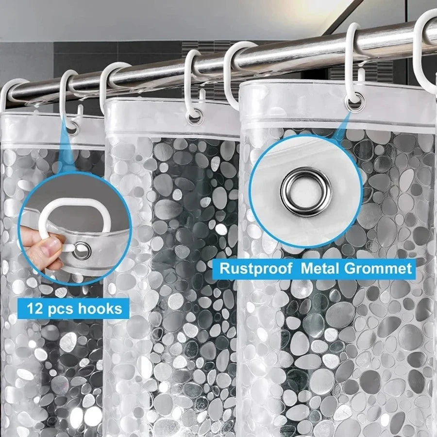 PEVA Pebble Shower Curtain – Waterproof Cobblestone Design Shower Curtain Liner Peaceful Pleasures Health and Wellness