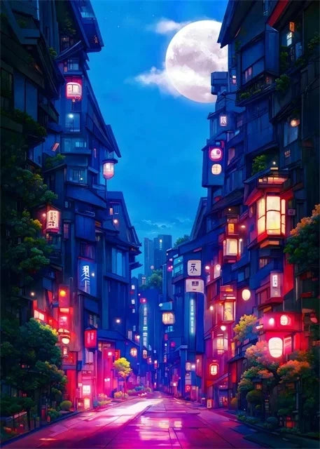 Japanese Sakura Street Canvas Wall Art | Unframed Poster Print Canvas Wall Art Peaceful Pleasures Health and Wellness ZLH5570 30x45cm No Frame