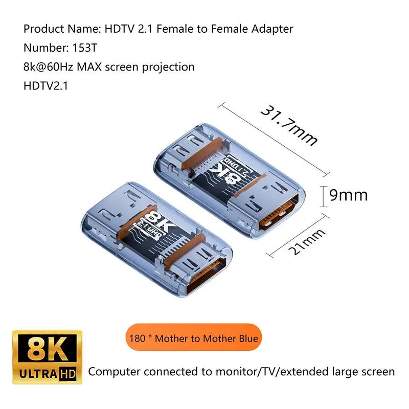 HDMI 2.1 Male to Female Adapter 8K@60Hz – 90/270/360° Angle