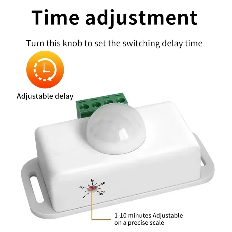 DC12V-24V 8A PIR Motion Sensor Switch Delay Adjust Infrared PIR Human Body Sensor Smart Switch Auto Sensor For LED Light Strip Peaceful Pleasures Health and Wellness