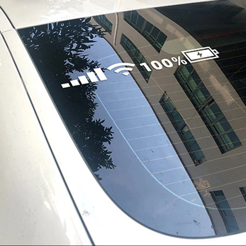 Funny Reflective Car Vinyl Stickers – WiFi & Battery Decals
