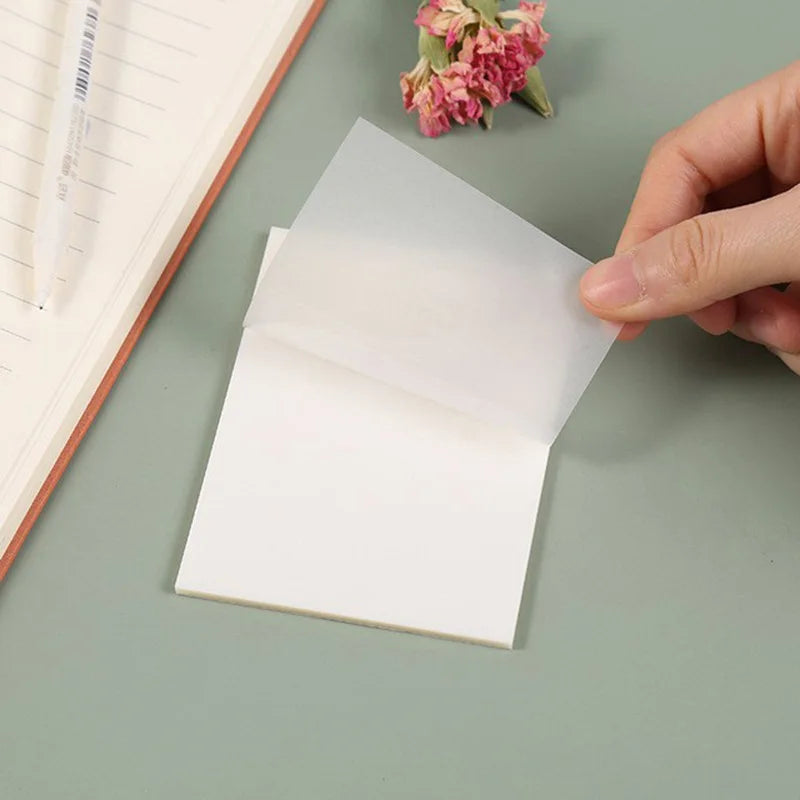 50-Sheet Transparent Waterproof PET Sticky Notes Memo Pad
