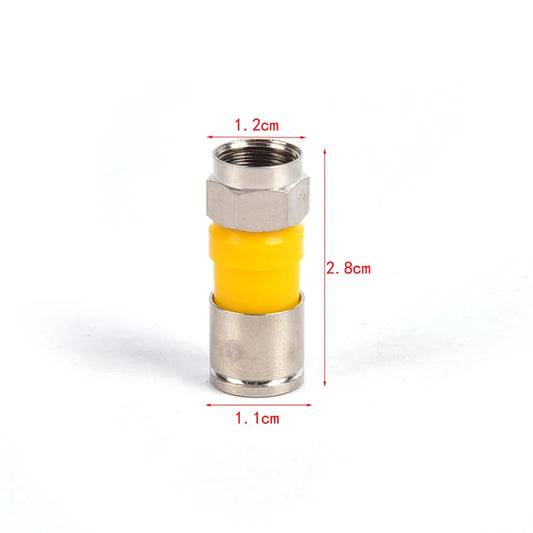 New 10pcs RG6 F Type Compression 2.8cm Snap Seal Plug Connector Waterproof F Type Peaceful Pleasures Health and Wellness Yellow