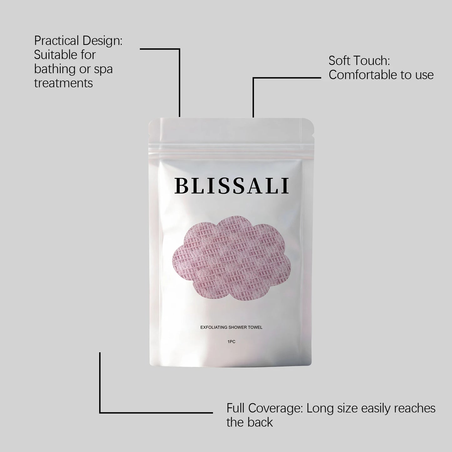 Exfoliating Shower Towel & Back Scrubber | Gentle Daily Scrub