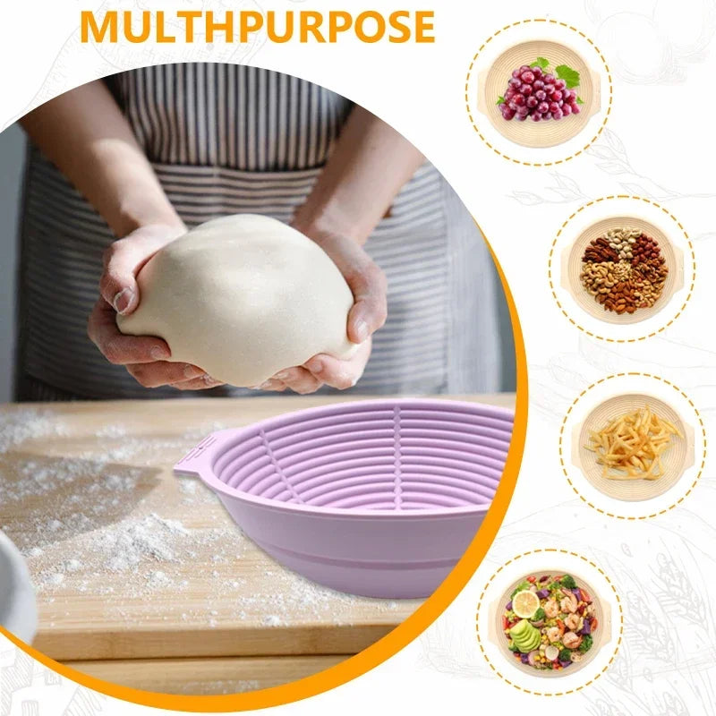 Food Grade Silicone Nonstick Bread Leavening Basket Foldable Round Oval Square Home Baking Easy Clean Fermentation Bowl Peaceful Pleasures Health and Wellness