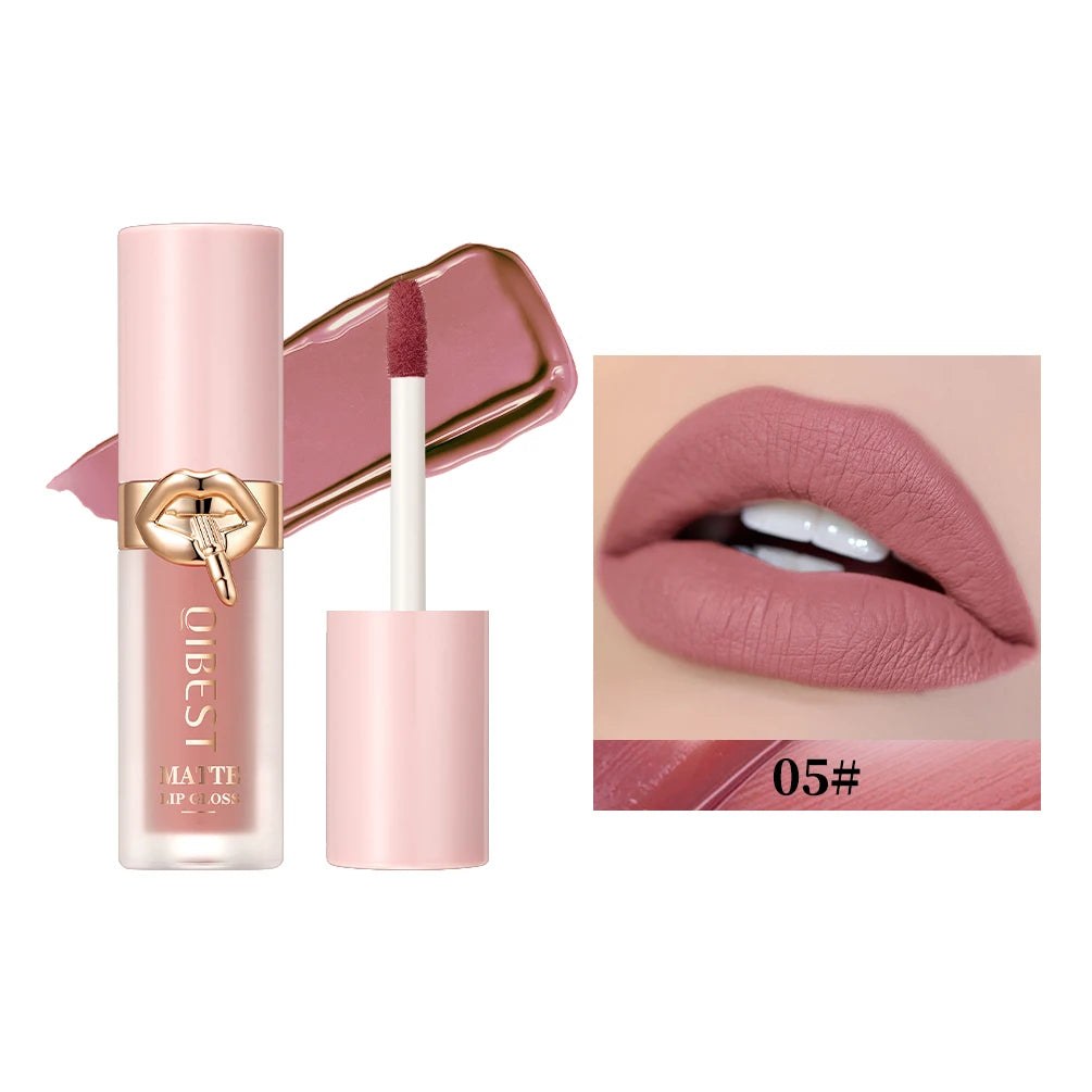 QIBEST Matte Liquid Lipstick Waterproof Silky Lip Gloss Non-Stick Cup Lipgloss Purple Red Nude Lip Tint Durable Makeup For Women Peaceful Pleasures Health and Wellness 05