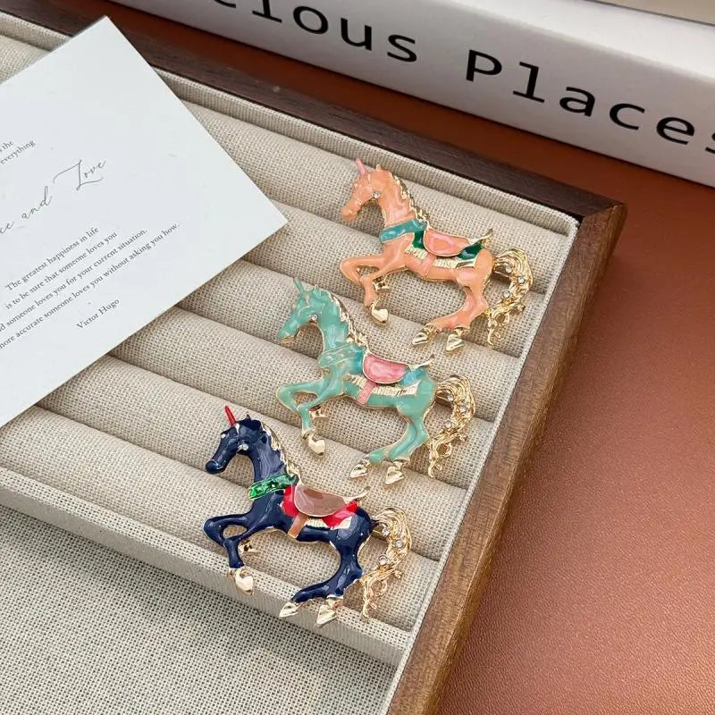 Enamel Horse Brooch | Vintage Zodiac Lapel Pin for Men & Women