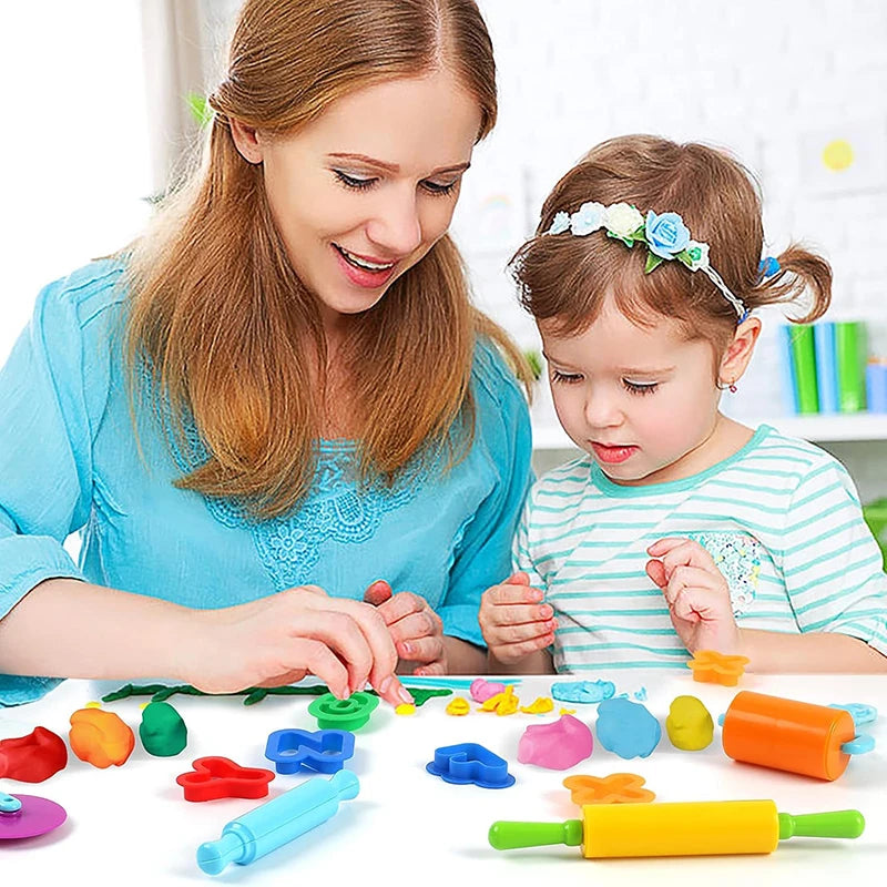 Puzzle Play Dough Tool Kids Number Letters Symbols Cutters Rollers