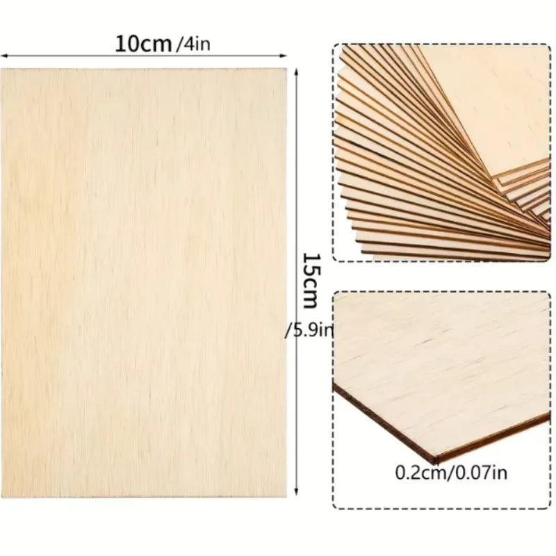 15Pcs 6X4in/15X10cm Rectangle Unfinished Wood Sheets for Crafts House Aircraft Ship Boat Arts, School Projects, DIY Wooden Peaceful Pleasures Health and Wellness