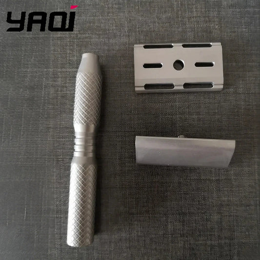 2026 New Arrival！YAQI Ghost Cross Grain Pattern Titanium Light Weight Safety Razor Peaceful Pleasures Health and Wellness