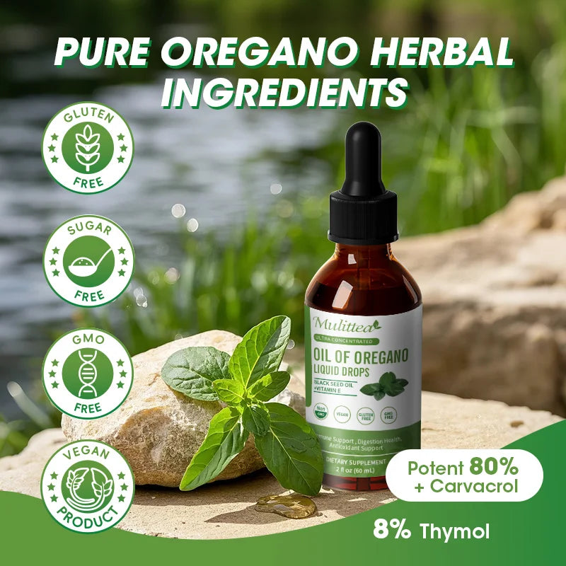 Mulittea Organic Oregano Oil Drops – Immune, Respiratory & Digestive Support Herbal Supplement Peaceful Pleasures Health and Wellness