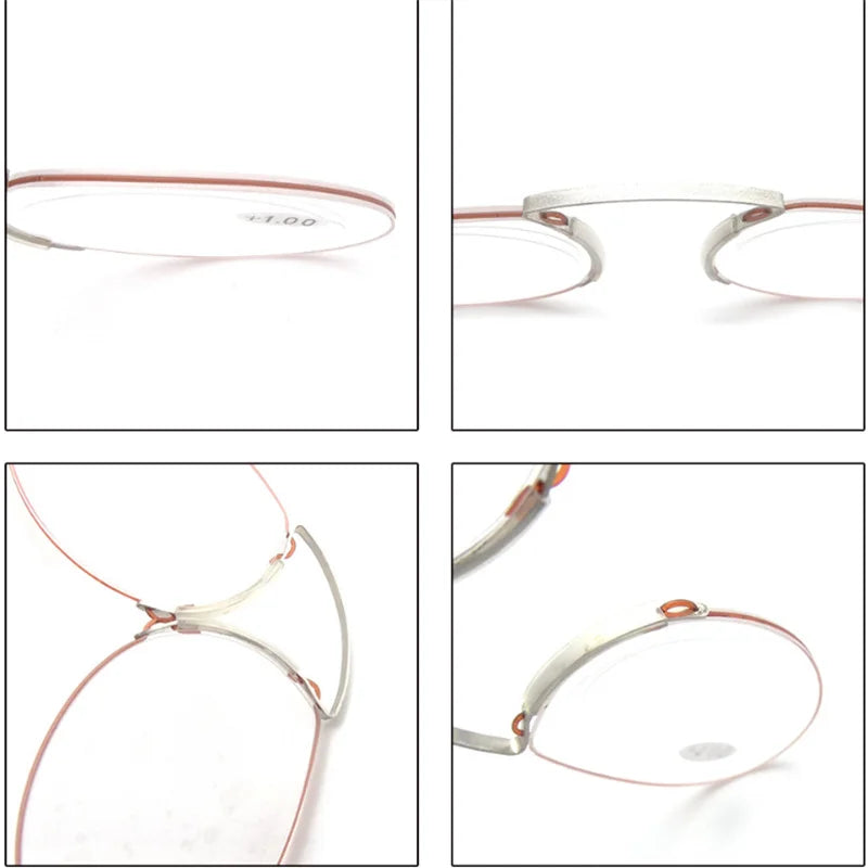 Nose Clip Ultra Light Elderly Glasses Card Style Magnifying Reading Glasses for Men Women Portable Tr Frameless Reader Glasses Peaceful Pleasures Health and Wellness