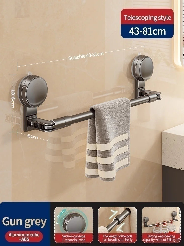 No-Drill Adjustable Telescopic Rod with Suction Cup | Bath & Kitchen