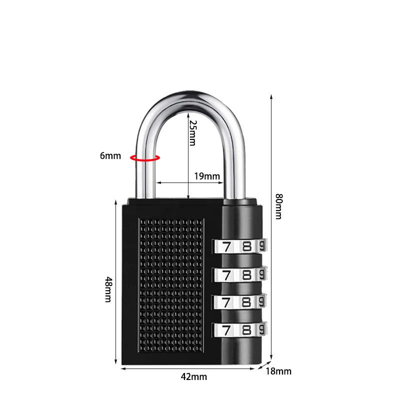 Zinc Alloy Large 4-digit Combination Lock Luggage Luggage Gym Mechanical Password Padlock Cabinet Lock Waterproof Lock Peaceful Pleasures Health and Wellness Black