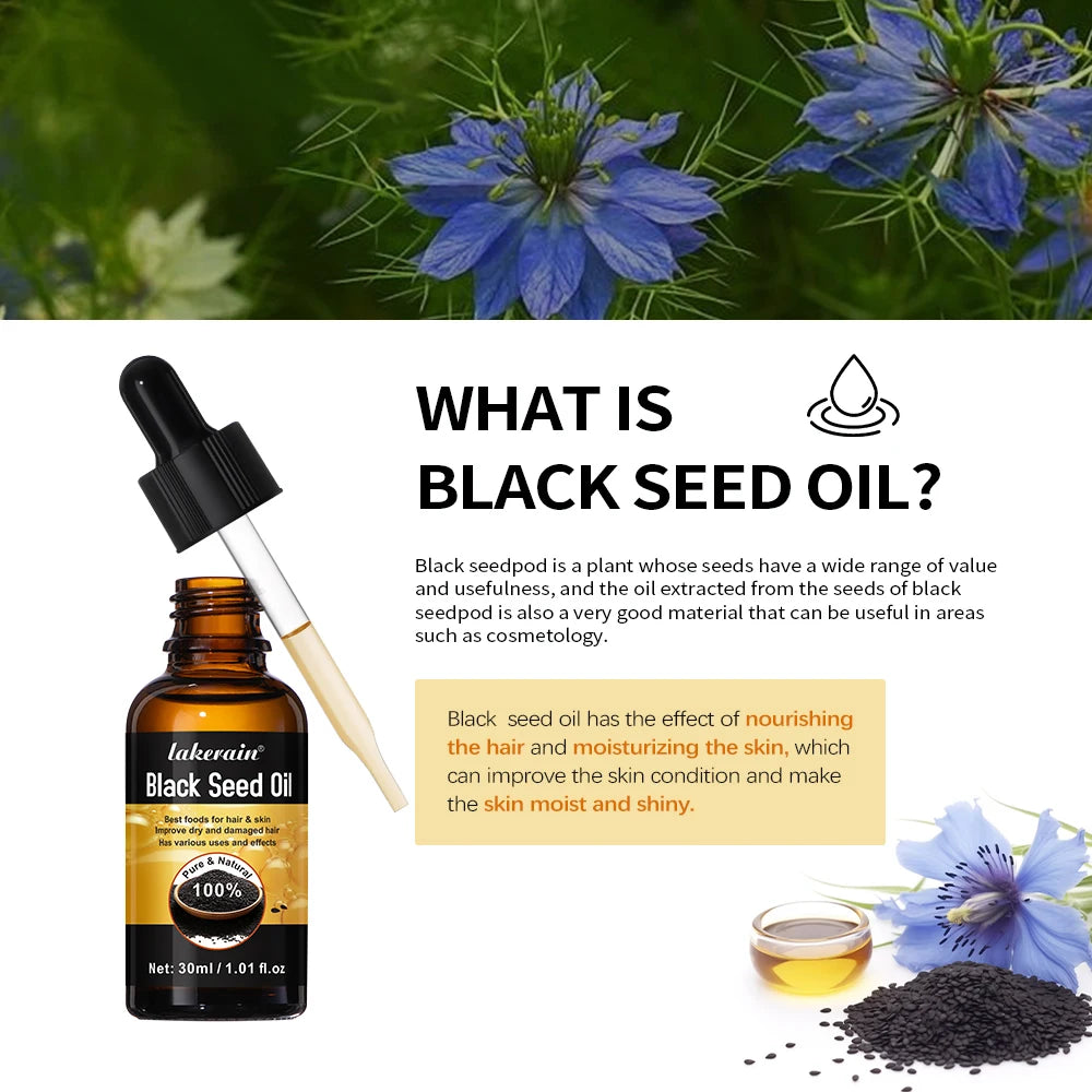30ml Natural Essential Oils Plant Extract Serum Massage Oil For Hair Skin Body Relax Black Seed Oil Rosemary Oil 1 Bottle Peaceful Pleasures Health and Wellness