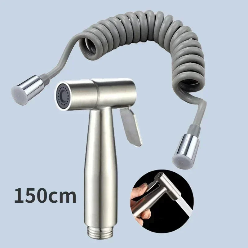 Stainless Steel Handheld Bidet Sprayer Set + Stretchable Hose