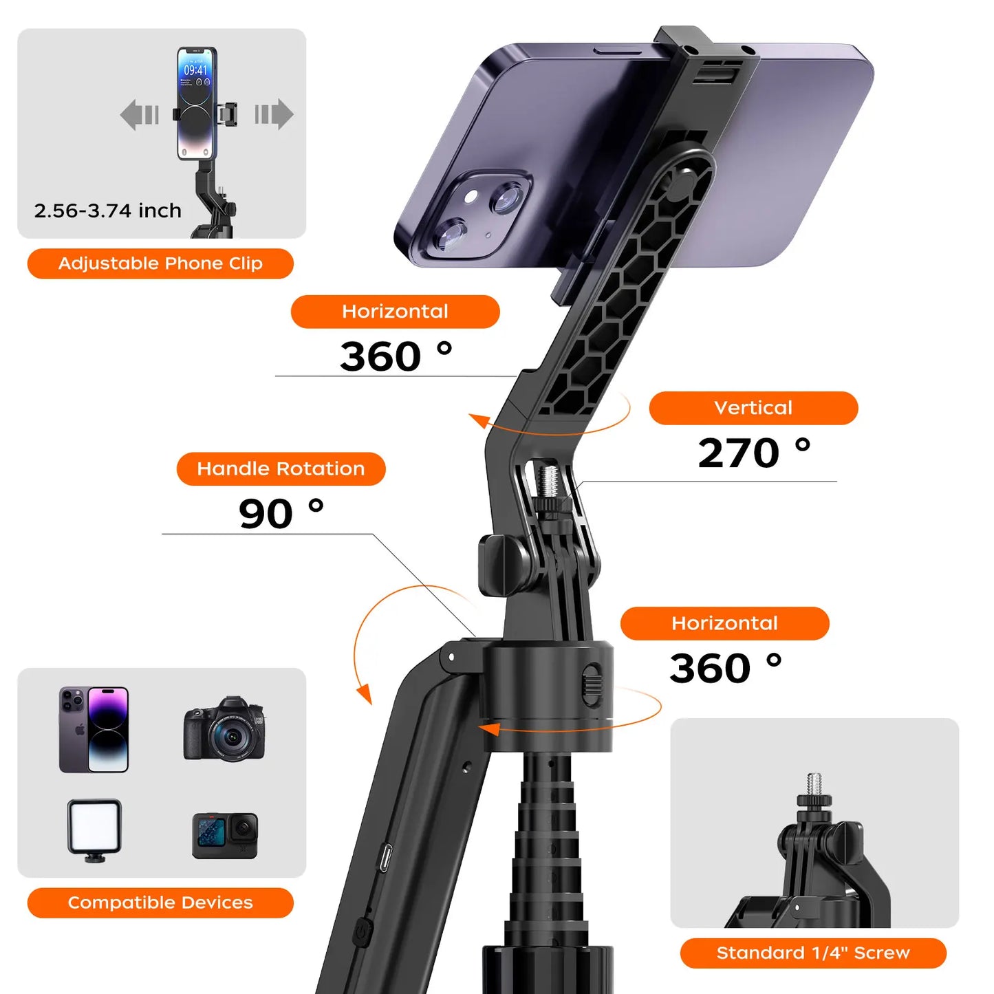 AI Face Tracking Telescopic Gimbal Stabilizer Anti-Shake Telescopic Selfie Stick Tripod Phone Mount for Vlog Video Photography Peaceful Pleasures Health and Wellness
